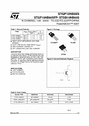 DataSheet STGP10NB60SFP pdf
